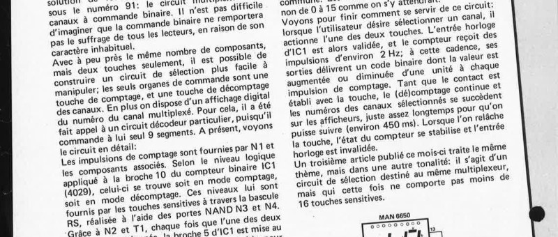 sélection de canal à 2 touches sensitives