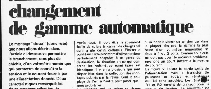 volt-ampèremètre pour alimentation à changement de gamme automatique