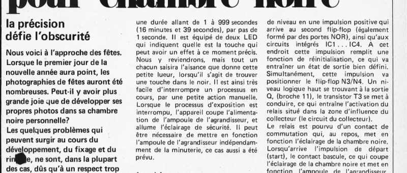 programmateur pour chambre noire