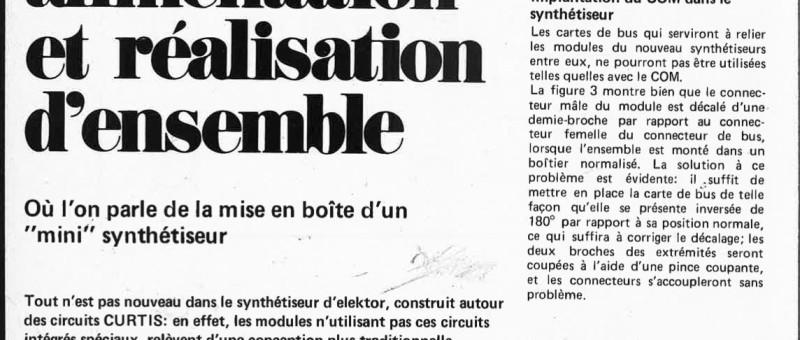 COM, alimentation et réalistion d`ensemble