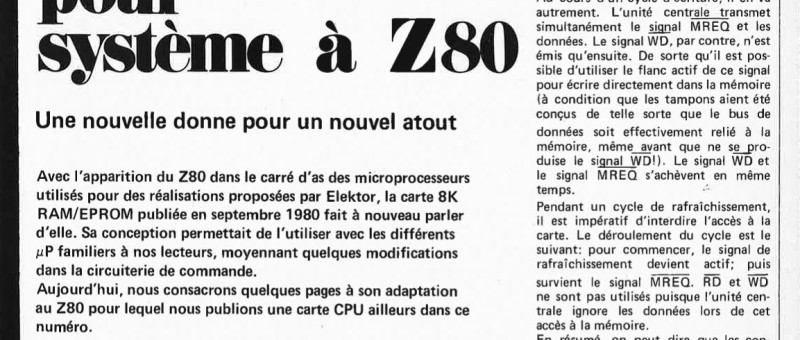 carte RAM/EPROM pour système Z 80