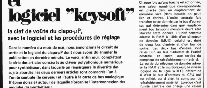 circuit de sortie et logiciel "keysoft"