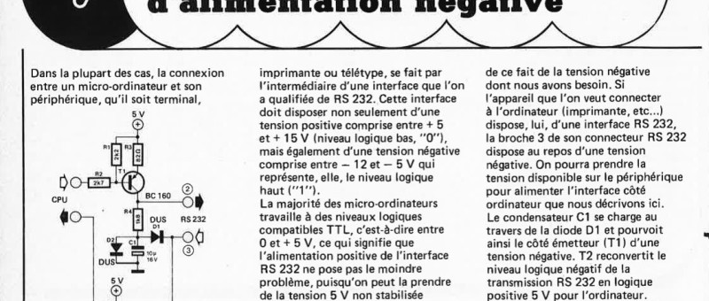 "interface BS 232 sans tension
d` alin1entation négative"