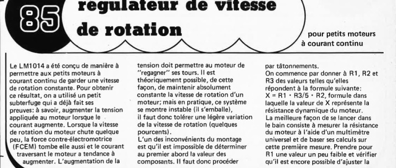 Régulateur de vitesse de rotation