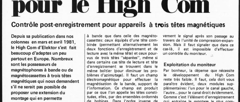 "`monitoring``
pour le high COm"