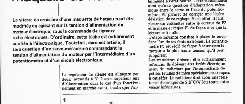 régulateur de vitesse servo-commandé pour maquette de navire