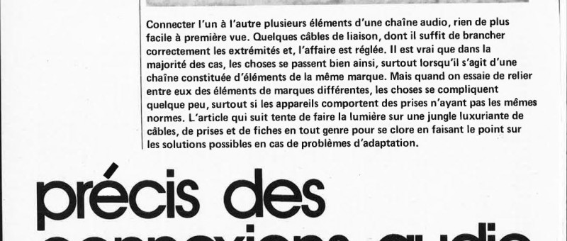 précis des connexions audio