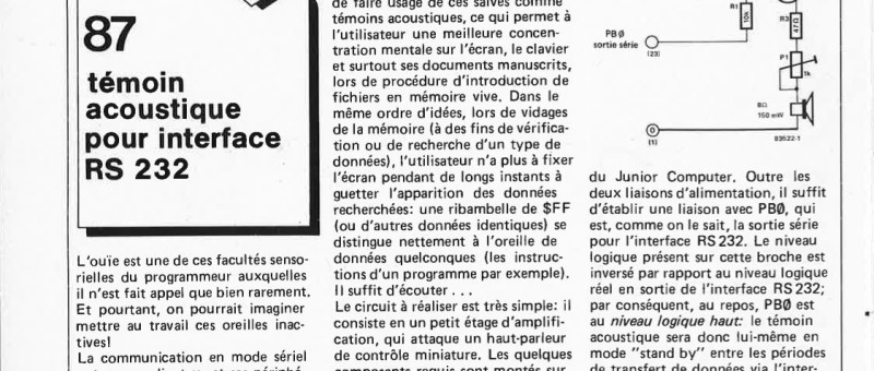 témoin acoustique pour interface RS 232