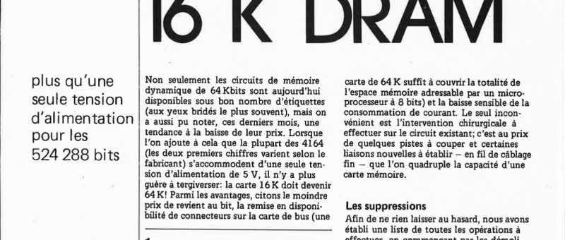 64 K sur la carte 16K DRAM