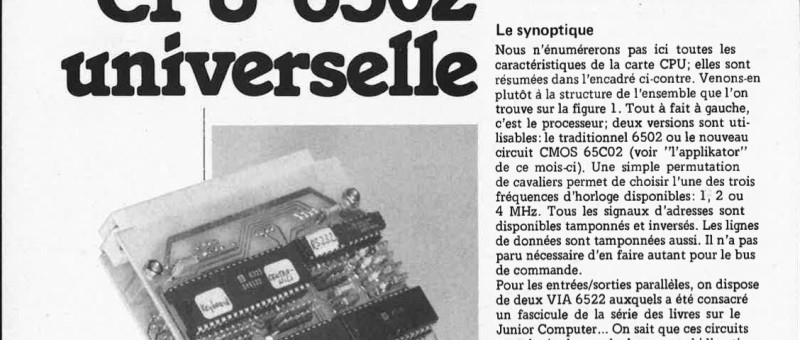 carte CPU 6502 universelle