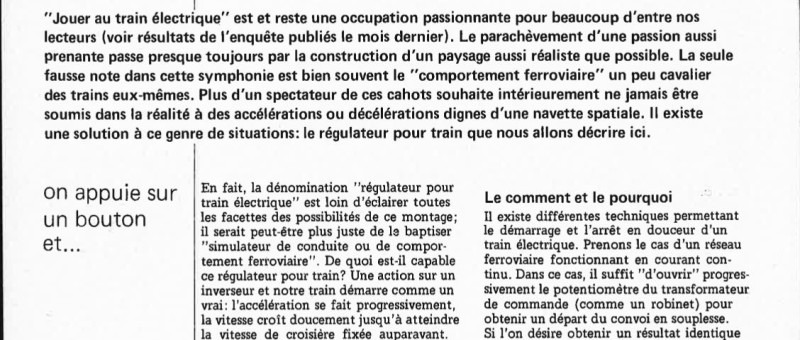 régulateur pour train électrique