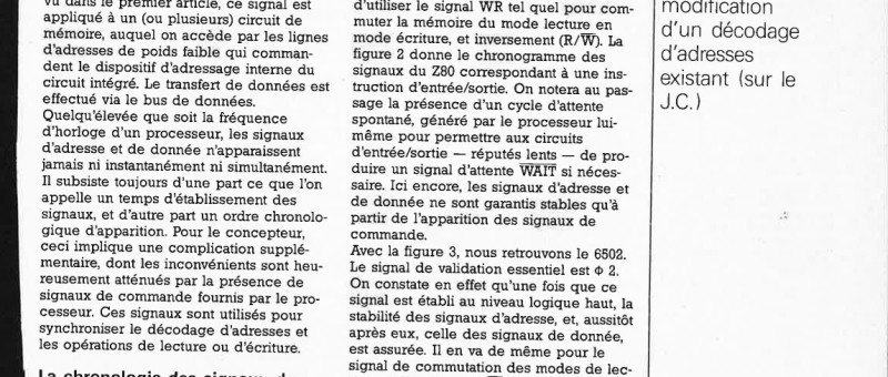 Les signaux de commande et leur chronologie