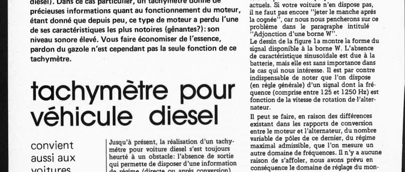tachymètre pour véhicule diesel