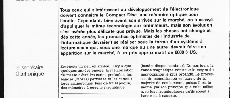 le disque optique comme mémoire de masse