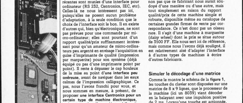 interface pour machine à écrire électronique