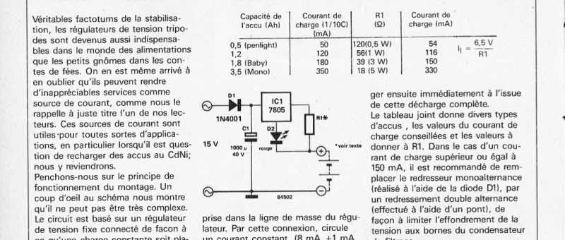 Source de courant comme chargeur d`accu