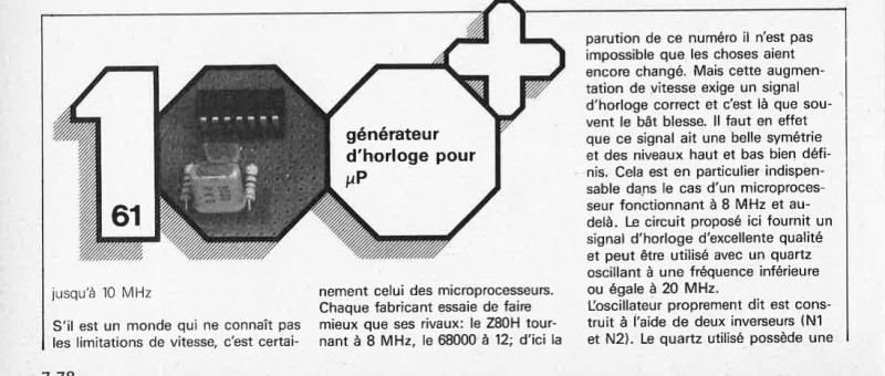 générateur d`horloge pour uP