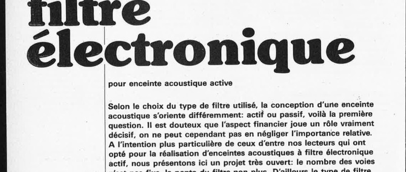 filtre électronique pour enceinte acoustique active
