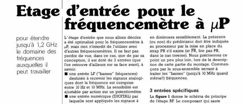 étage d`entrée pour le fréquencemètre à μP