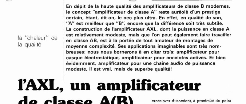 l`AXL, un amplificateur de classe A(B)