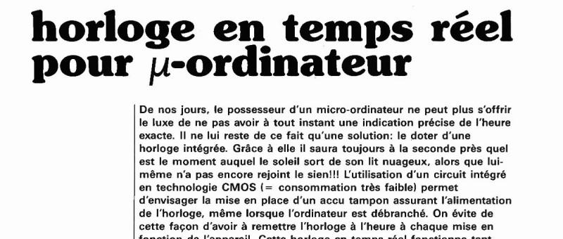 horloge en temps réel pour μ-ordinateur