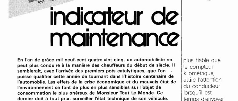 indicateur de maintenance pour automobile