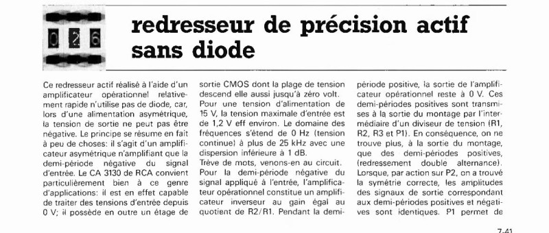 redresseur de précision actif sans diode