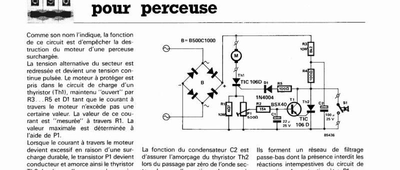 circuit de protection pour perceuse