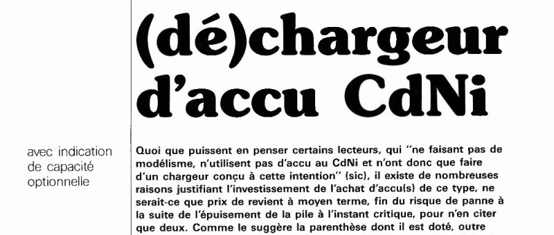 (dé)chargeur d`accu CdNi