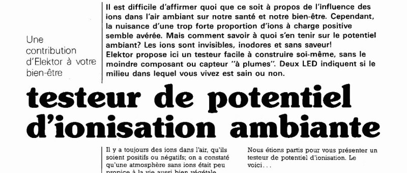 testeur de potentiel d`ionisation ambiante