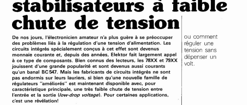 stabilisateurs à faible chute de tension