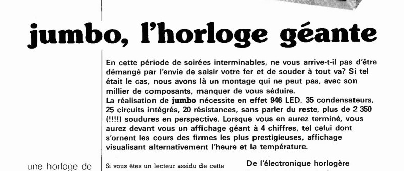 jumbo, l`horloge géante