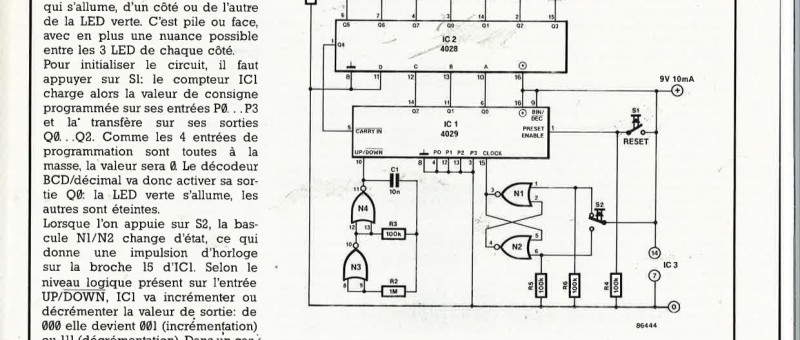 Pile ou face à 7 LED