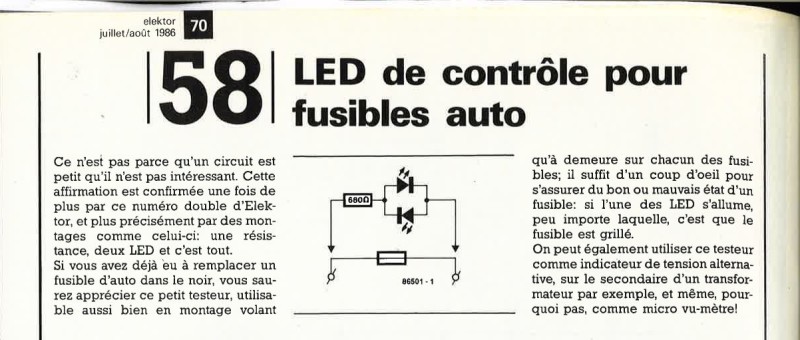 LED de contrôle pour fusibles auto