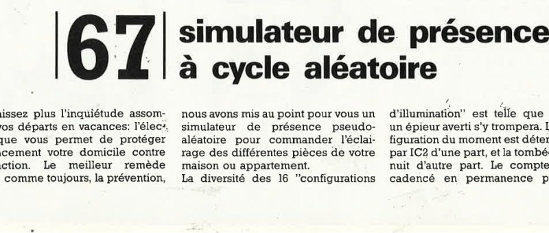 Simulateur de présence à cycle aléatoire