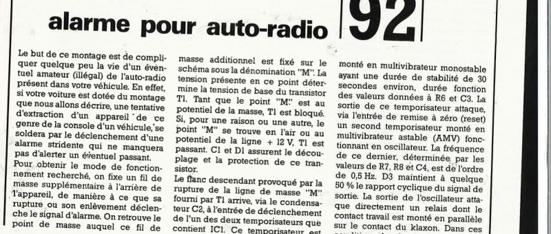 Alarme pour auto-radio