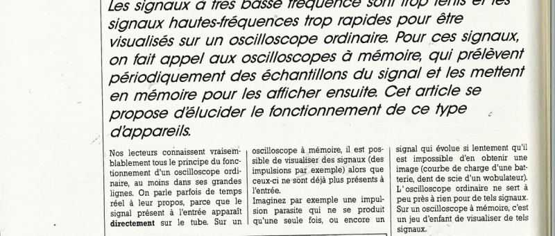 Le traitement du signal dans les oscilÎoscopes à mémoire