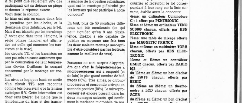 résultats du concours du no. 100