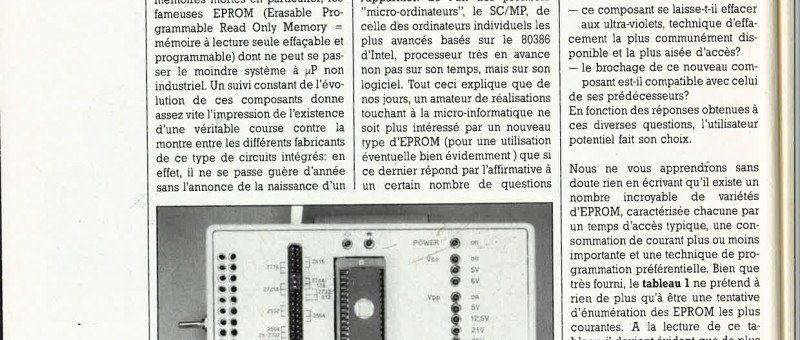 extensions MSX (5) : programmateur d`EPROM (I)