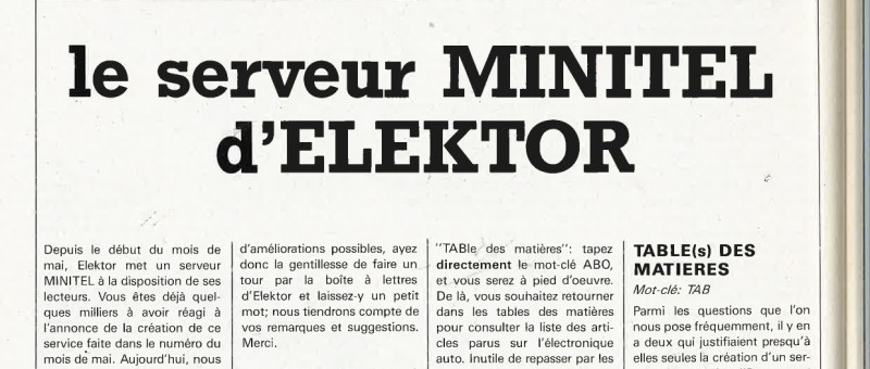 le serveur MINITEL d`ELEKTOR