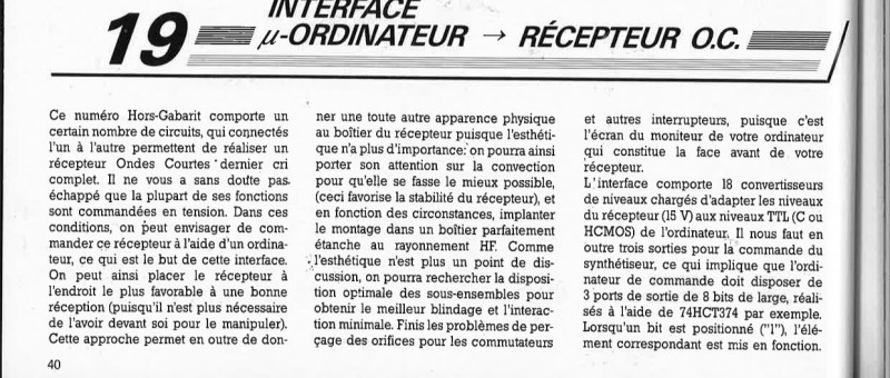 intertace micro-ordinateur - récepteur O.C .