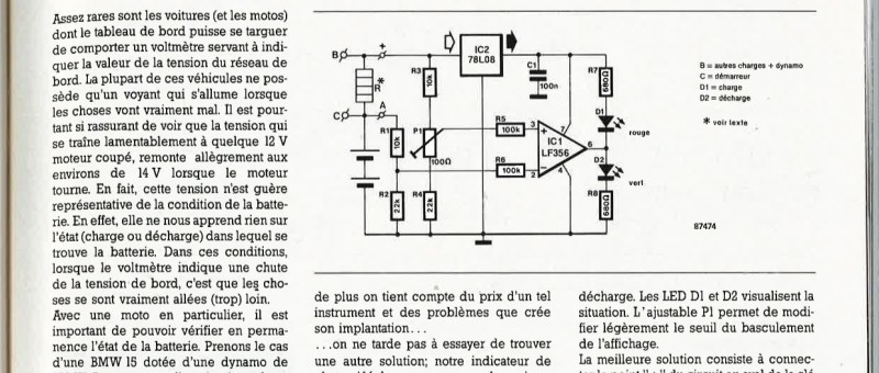 indicateur de charge/décharge pour batterie
