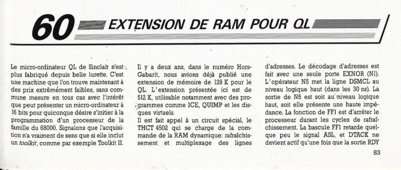 extension de RAM pour QL