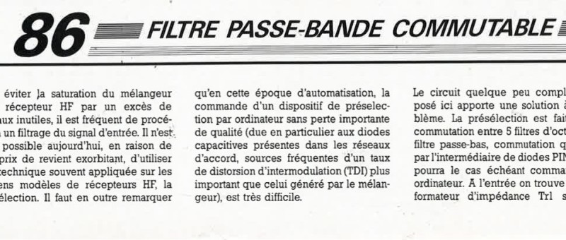 filtre passe-bande commutable