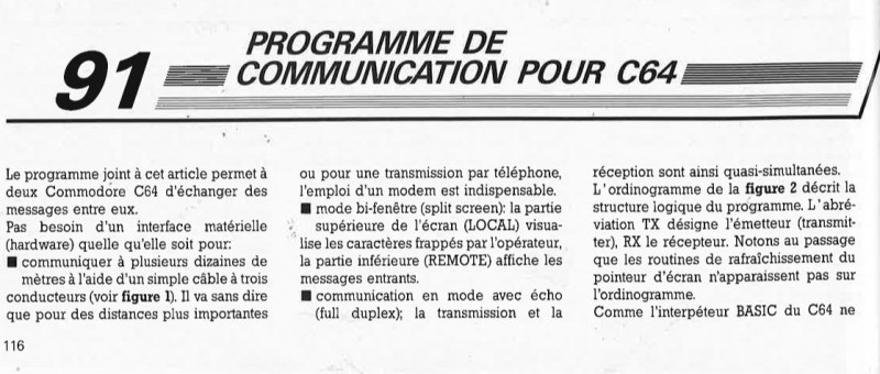 programme de communication pour C64