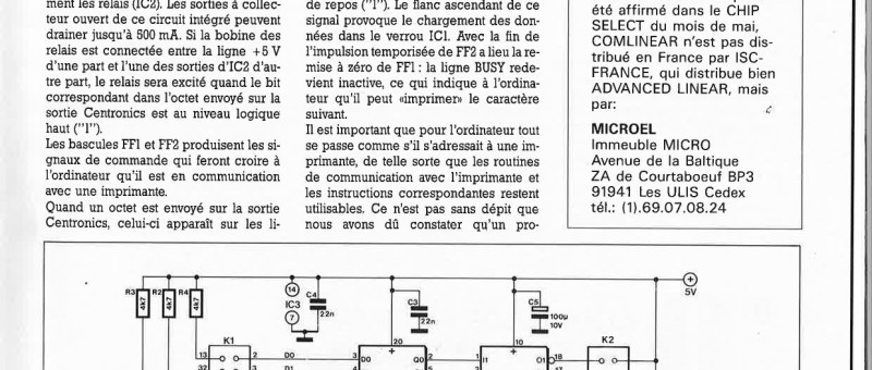 COMMANDE DE RELAIS PAR LE PORT CENTRONICS