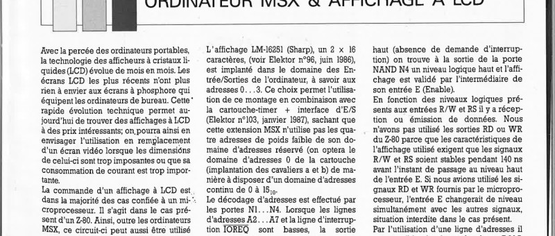ORDINATEUR MSX & AFFICHAGE À LCD