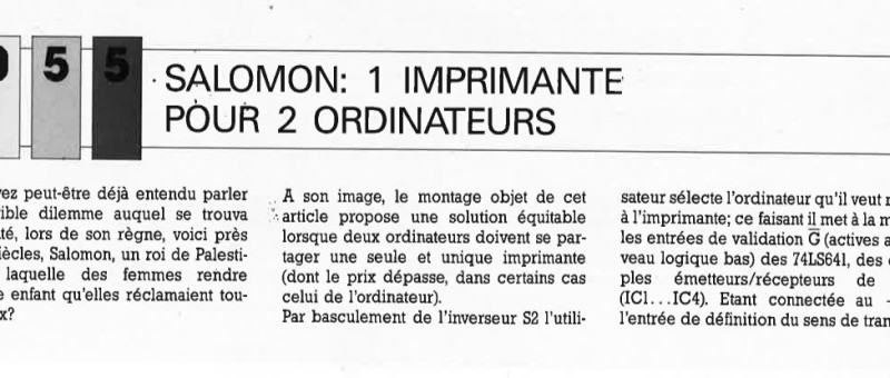 SALOMON: 1 IMPRIMANTE POUR 2 ORDINATEURS