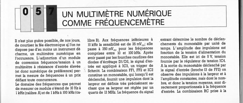 UN MULTIMÈTRE NUMÉRIQUE COMME FRÉQUENCEMÈTRE