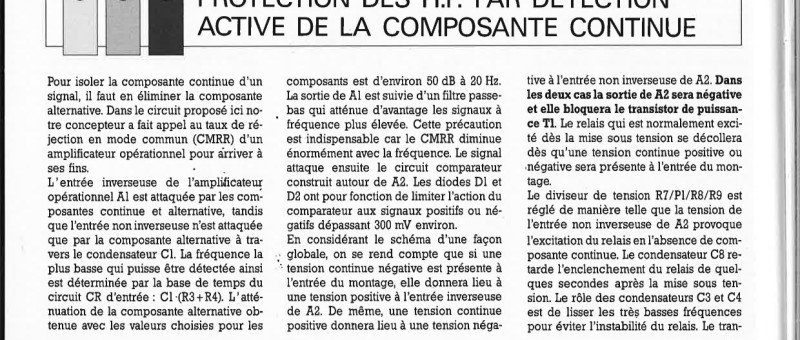 PROTECTION DES H.P. PAR DÉTECTION ACTIVE DE LA COMPOSANTE CONTINUE